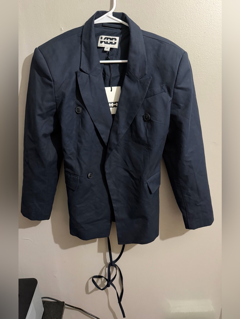 NWT KBB By Kahlana Navy Cotton Linen Blazer Women's Medium The Erin Blazer